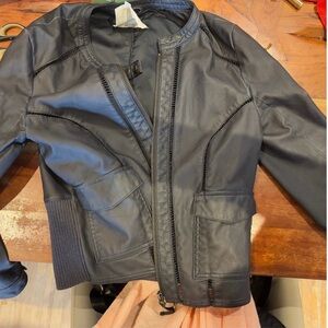 Black vegan leather Jacket from Anthropologie